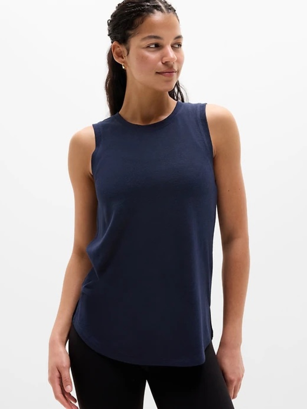Athleta Tank Top in Black - Breezy Crew Neck Tee Lightweight Sz XS